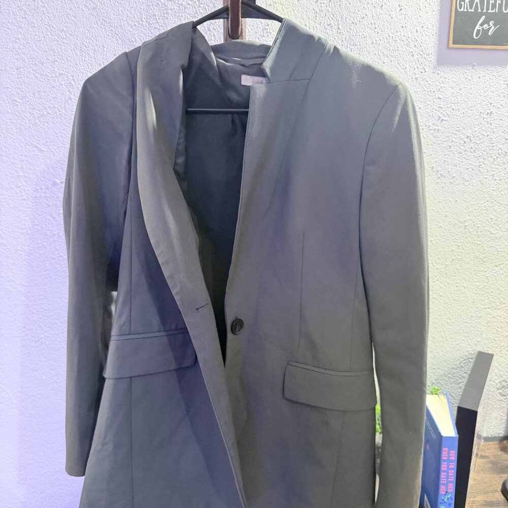 H&M Blazer — Minimalist, Tailored Fit - Dark Gray/Green - Size S